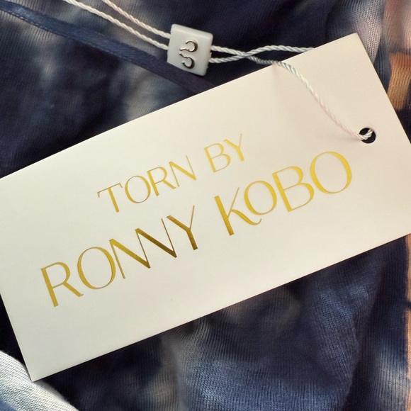 NWT Torn By Ronny Kobo Kit Dress In Indigo Combo Bodycon Mini $168 - Picture 8 of 10